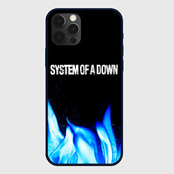 Чехол для iPhone 12 Pro Max System of a Down blue fire, цвет: 3D-черный
