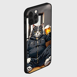 Чехол для iPhone 12 Pro Max Толстый кот со стаканом пива, цвет: 3D-черный — фото 2