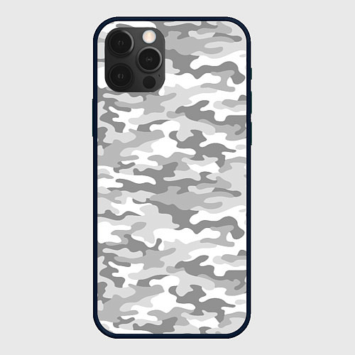 Чехол iPhone 12 Pro Max Камуфляж серый / 3D-Черный – фото 1