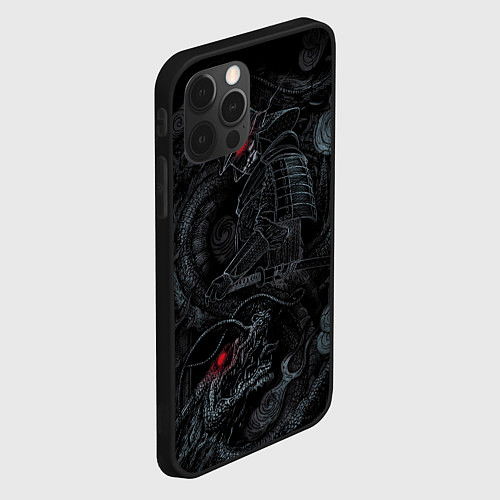Чехол iPhone 12 Pro Max Dragon and samurai / 3D-Черный – фото 2