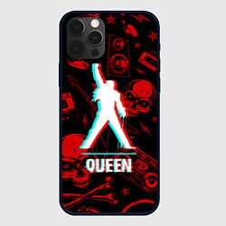 Чехол для iPhone 12 Pro Max Queen rock glitch, цвет: 3D-черный