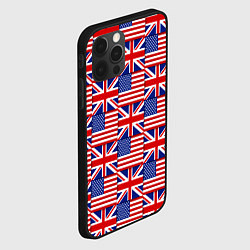 Чехол для iPhone 12 Pro Max Флаги США и Англии, цвет: 3D-черный — фото 2