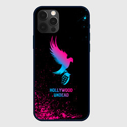 Чехол для iPhone 12 Pro Max Hollywood Undead - neon gradient, цвет: 3D-черный