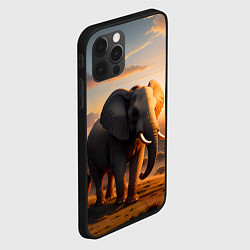 Чехол для iPhone 12 Pro Max Африканский слон в саванне, цвет: 3D-черный — фото 2