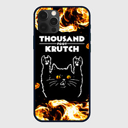 Чехол для iPhone 12 Pro Max Thousand Foot Krutch рок кот и огонь, цвет: 3D-черный