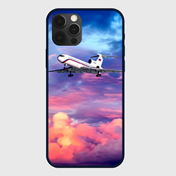 Чехол iPhone 12 Pro Max Ту-154Б 2 Розовый закат