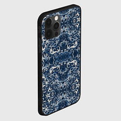 Чехол для iPhone 12 Pro Max Белые японские облака на синем фоне, цвет: 3D-черный — фото 2