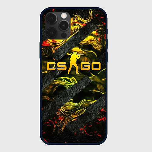 Чехол iPhone 12 Pro Max CSGO fire and green / 3D-Черный – фото 1