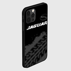 Чехол для iPhone 12 Pro Max Jaguar speed на темном фоне со следами шин: символ, цвет: 3D-черный — фото 2