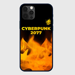 Чехол iPhone 12 Pro Max Cyberpunk 2077 - gold gradient: символ сверху