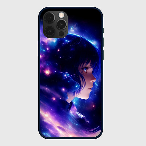Чехол iPhone 12 Pro Max Космическая женщина / 3D-Черный – фото 1
