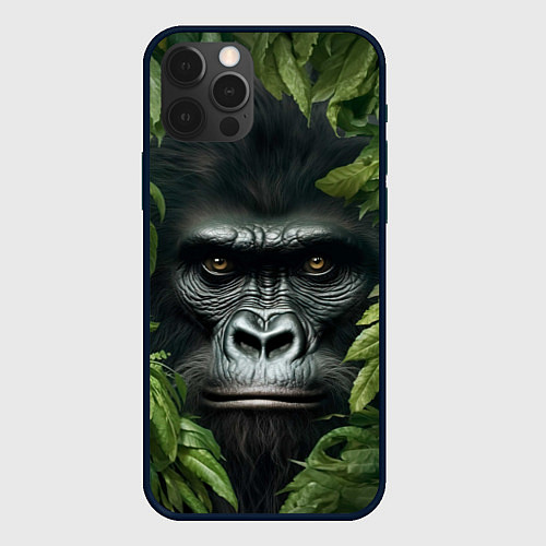 Чехол iPhone 12 Pro Max Горилла в джунгях / 3D-Черный – фото 1