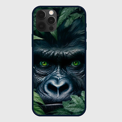 Чехол iPhone 12 Pro Max Крупная морда гориллы / 3D-Черный – фото 1