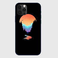 Чехол для iPhone 12 Pro Max Неоновое солнце SynthWave, цвет: 3D-черный