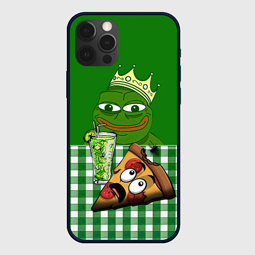 Чехол iPhone 12 Pro Max Pepe King with pizza / 3D-Черный – фото 1