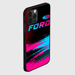 Чехол для iPhone 12 Pro Max Ford - neon gradient: символ сверху, цвет: 3D-черный — фото 2