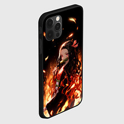 Чехол для iPhone 12 Pro Max Незуко и пламя - клинок, цвет: 3D-черный — фото 2