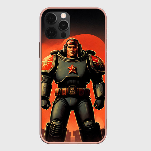 Чехол iPhone 12 Pro Max Космический десантник ретро / 3D-Светло-розовый – фото 1