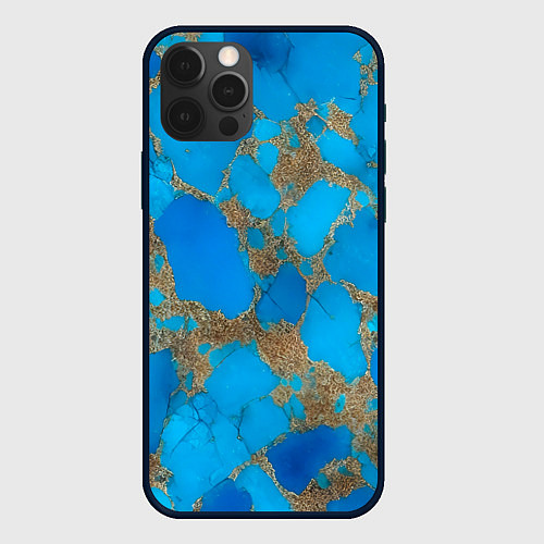 Чехол iPhone 12 Pro Max Голубая яшма / 3D-Черный – фото 1