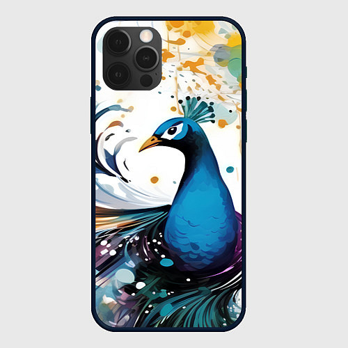 Чехол iPhone 12 Pro Max Краски, павлин / 3D-Черный – фото 1