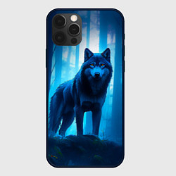 Чехол для iPhone 12 Pro Max Волк в ночном лесу, цвет: 3D-черный