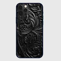 Чехол для iPhone 12 Pro Max Объемная черная текстура из кожи, цвет: 3D-черный