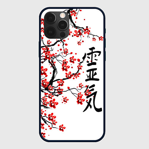 Чехол iPhone 12 Pro Max Цветущее дерево сакуры / 3D-Черный – фото 1
