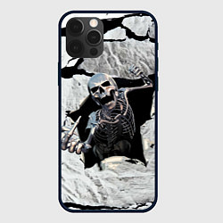 Чехол для iPhone 12 Pro Max Скелет показывает средний палец, цвет: 3D-черный