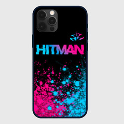 Чехол для iPhone 12 Pro Max Hitman - neon gradient: символ сверху, цвет: 3D-черный