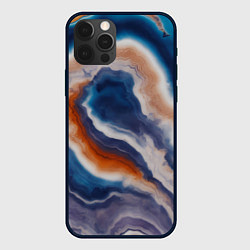 Чехол для iPhone 12 Pro Max Текстура агата сине-оранжевая, цвет: 3D-черный