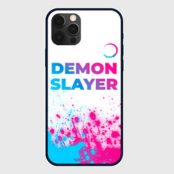 Чехол iPhone 12 Pro Max Demon Slayer neon gradient style: символ сверху