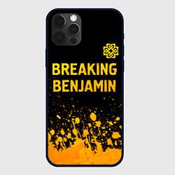 Чехол для iPhone 12 Pro Max Breaking Benjamin - gold gradient: символ сверху, цвет: 3D-черный