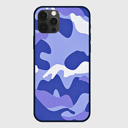 Чехол для iPhone 12 Pro Max Камуфляжный узор голубой, цвет: 3D-черный