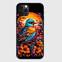 Чехол для iPhone 12 Pro Max Тропическая птица и листья, цвет: 3D-черный