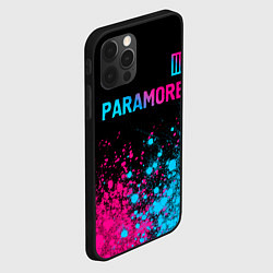 Чехол для iPhone 12 Pro Max Paramore - neon gradient: символ сверху, цвет: 3D-черный — фото 2