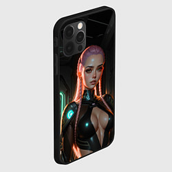Чехол для iPhone 12 Pro Max Красивая девушка киберпанк, цвет: 3D-черный — фото 2