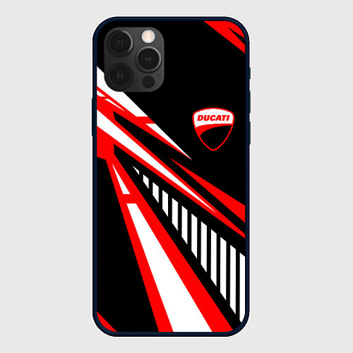 Чехол iPhone 12 Pro Max Ducati- красные абстрактные фигуры / 3D-Черный – фото 1