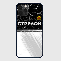 Чехол для iPhone 12 Pro Max Стрелок из России и герб РФ: символ сверху, цвет: 3D-черный