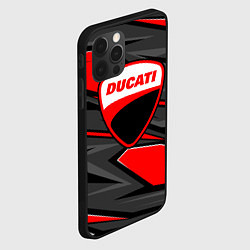Чехол для iPhone 12 Pro Max Ducati - red stripes, цвет: 3D-черный — фото 2