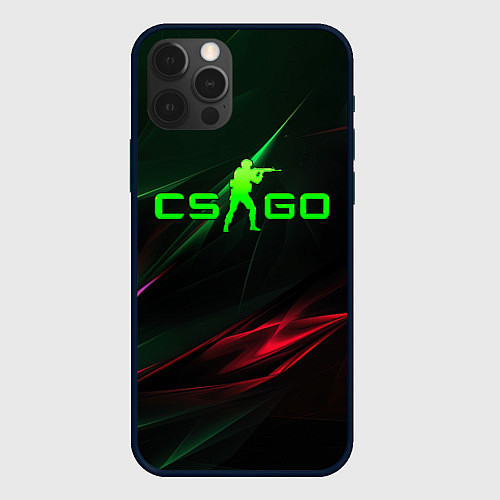 Чехол iPhone 12 Pro Max CSGO green logo / 3D-Черный – фото 1