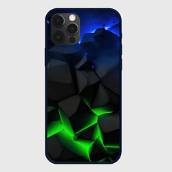 Чехол для iPhone 12 Pro Max Разлом синих и зеленых плит, цвет: 3D-черный