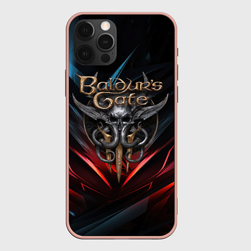 Чехол iPhone 12 Pro Max Baldurs Gate 3 dark logo / 3D-Светло-розовый – фото 1