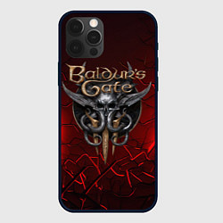 Чехол для iPhone 12 Pro Max Baldurs Gate 3 logo red, цвет: 3D-черный