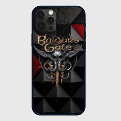 Чехол для iPhone 12 Pro Max Baldurs Gate 3 logo red black, цвет: 3D-черный