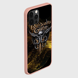 Чехол для iPhone 12 Pro Max Baldurs Gate 3 logo gold black, цвет: 3D-светло-розовый — фото 2