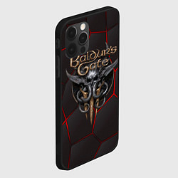 Чехол для iPhone 12 Pro Max Baldurs Gate 3 logo red black geometry, цвет: 3D-черный — фото 2
