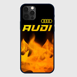 Чехол для iPhone 12 Pro Max Audi - gold gradient: символ сверху, цвет: 3D-черный