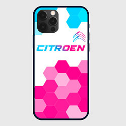 Чехол для iPhone 12 Pro Max Citroen neon gradient style: символ сверху, цвет: 3D-черный