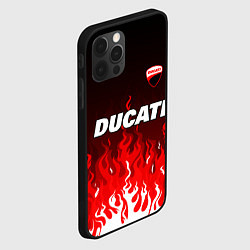 Чехол для iPhone 12 Pro Max Ducati- красное пламя, цвет: 3D-черный — фото 2