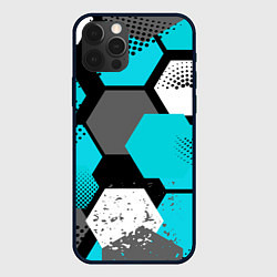 Чехол для iPhone 12 Pro Max Шестиугольники абстрактный фон, цвет: 3D-черный